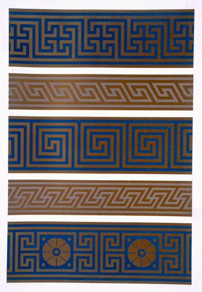 Greek Ornament: Bands or borders in dark on light and light on dark colours, plate II from 